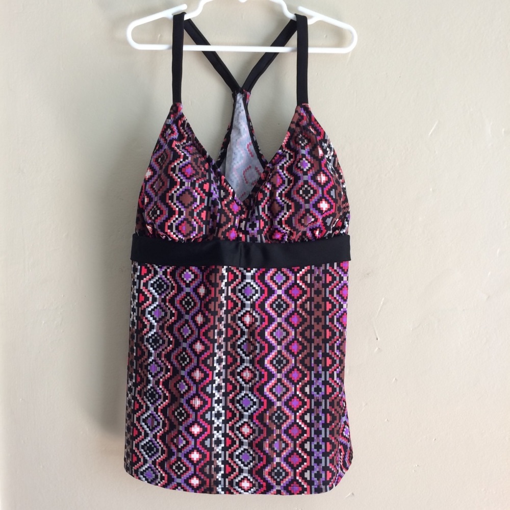 Coco Beach Multicolored Racerback Swim Top, Small